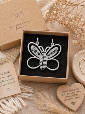 Mexican Sterling Silver .925 "Best Friends" Butterfly Split Pendant